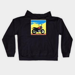 60s Vintage Style Motorcycle Poster Kids Hoodie